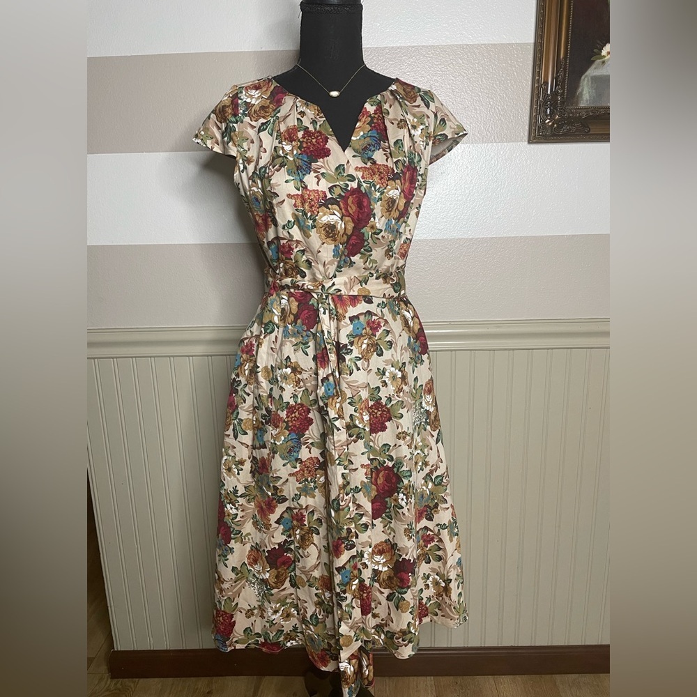 Mint Limit Women Tosa Floral Printed Multi-Color Midi Dress Size Large - Picture 2 of 16